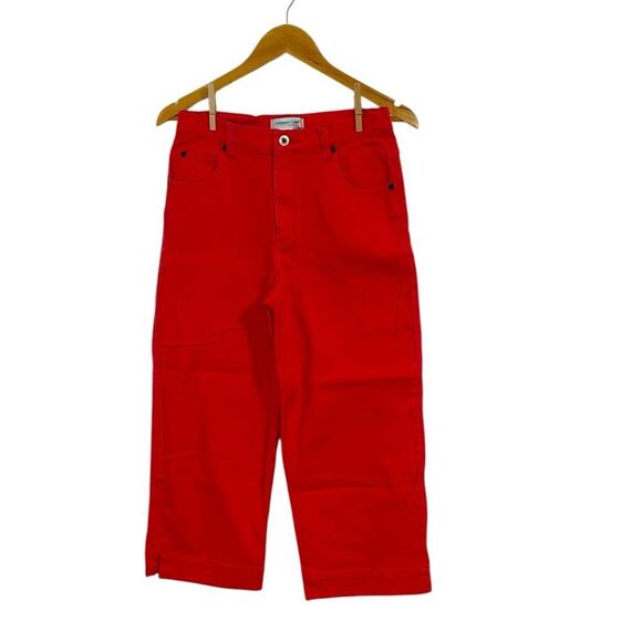 Wide leg, coral crop jeans, Coldwater Creek, 8 - Picture 1 of 6